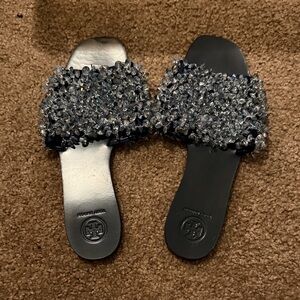 Tory Burch Black Sandals with Crystal Accents
